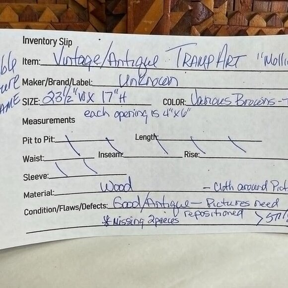 Antique Tramp Art Double Picture Frame Handmade Folk Art Cigar Boxes 28.5" Rusti - Picture 2 of 15